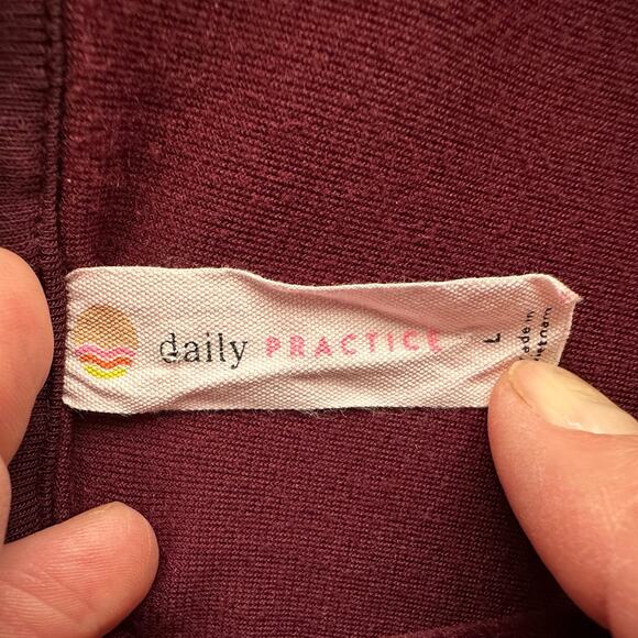 Daily Practice by Anthropologie Burgundy Velour Drawstring Hoodie Sweatshirt L - Picture 7 of 8